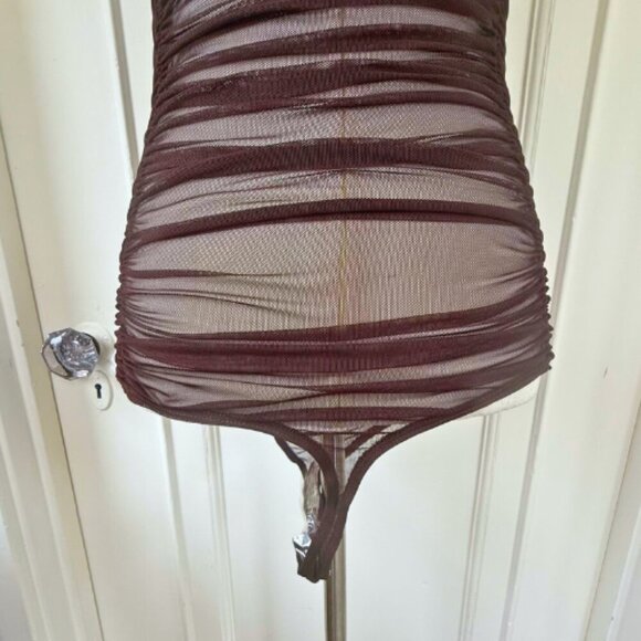 INTIMATELY BY FREE PEOPLE Under It All Sleeveless Brown Mesh Bodysuit Size M - Picture 8 of 10